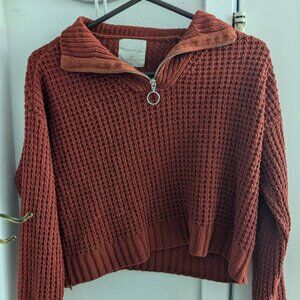 Ultra Flirt Rust Knit Quarter-Zip Sweater